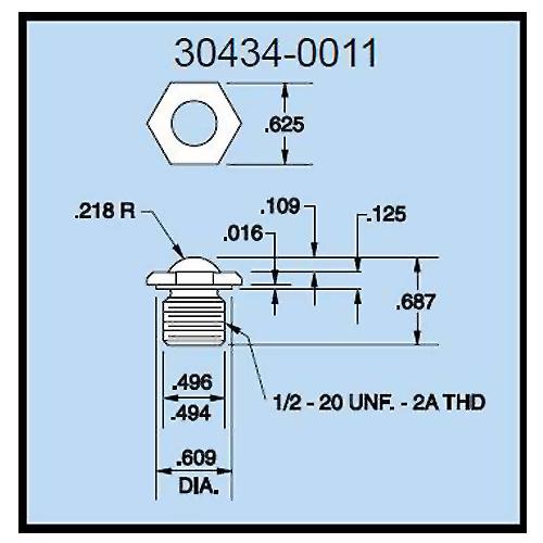 Dillon 30434-0011 Dome Compression Load Fitting for 2,000 to 10,000 lb (1000 & 5000 kg) Capacity Force Gauges