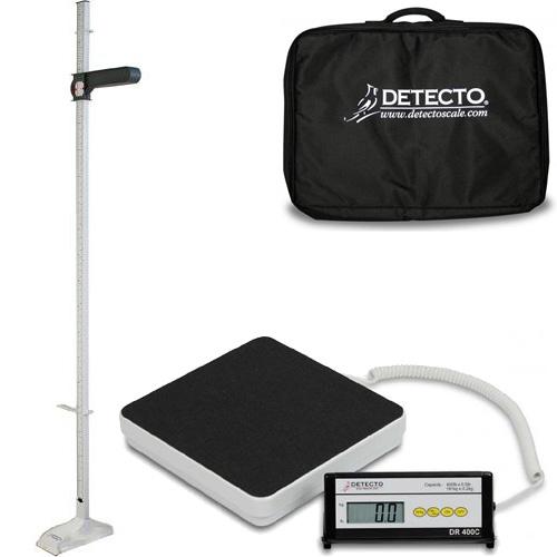 Detecto DR-400C Visiting Nurse Scale  400 lb x 0.5 lb with Portable Height Rod and Case for Both