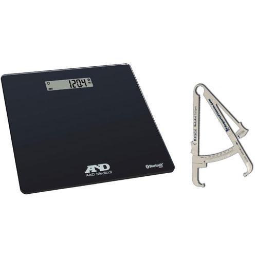 LifeSource UC-352BLE Deluxe Bluetooth Body Weight Scale, 450 x 0.2 lb with FREE BodyFat Caliper