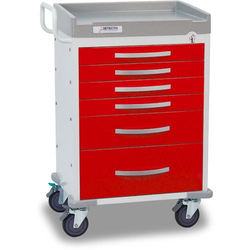 Detecto RC333369RED Rescue Emergency Room Carts 6 Drawers (Red)