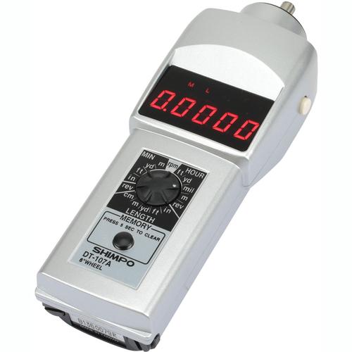 Shimpo DT-107A-S12 Contact Style Digital Handheld Tachometer, LED, 12in wheel