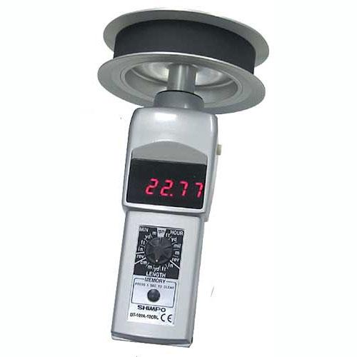 Shimpo DT-107A-12CBL Contact Style Digital Handheld Tachometer, LED, 12in Circumference Cable Wheel