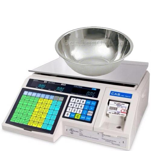 CAS LP-1000N Label Printing Scale Legal for Trade with Produce Bowl, 30 x 0.01 lb