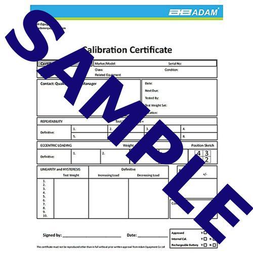 Adam Equipment 700660288 Calibration Certificate