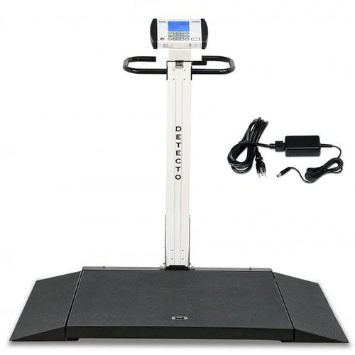 Detecto 6550-AC-W Digital Wheelchair Scale and a AC Adapter 1000 lb x 0.2 lb
