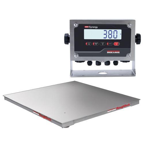 Rice Lake 380-46239 Stainless Steel Roughdeck Floor Scale 3 ft x 3 ft Legal for Trade with 380 Indicator - 1000 x 0.2 lb